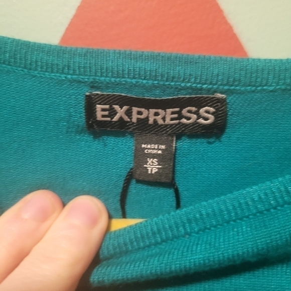 NWT Express Women's Ruched Sweater Knit Mini Dress Green And Black Size XS - Picture 9 of 12